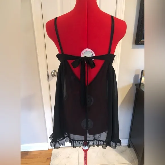 🎁 2 FOR $60 Betsy Johnson Intimates Sheer Lacey Teddy With Pink Bows