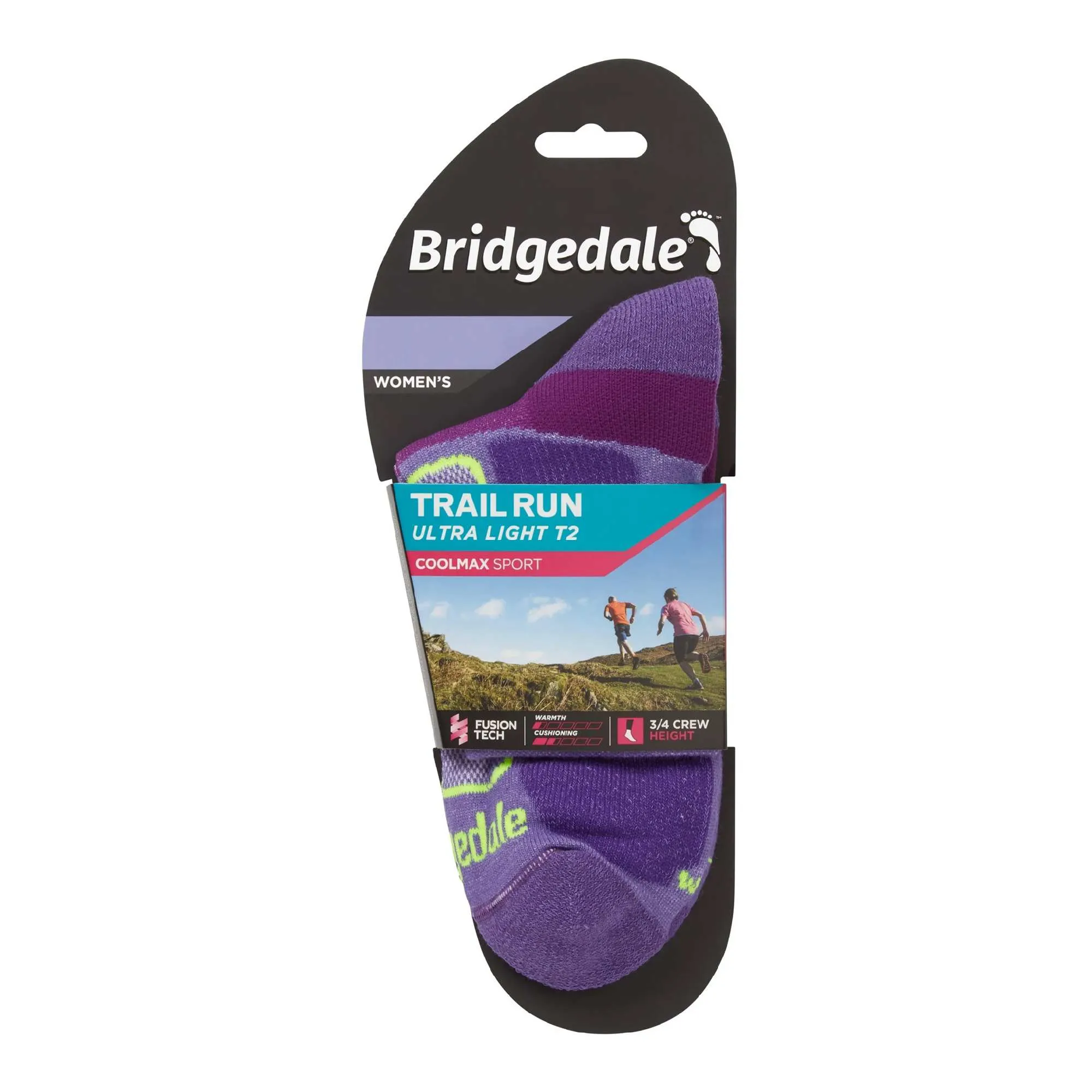1 Pack Ladies Trail Ultralight T2 Coolmax Sport 3/4 Crew Socks
