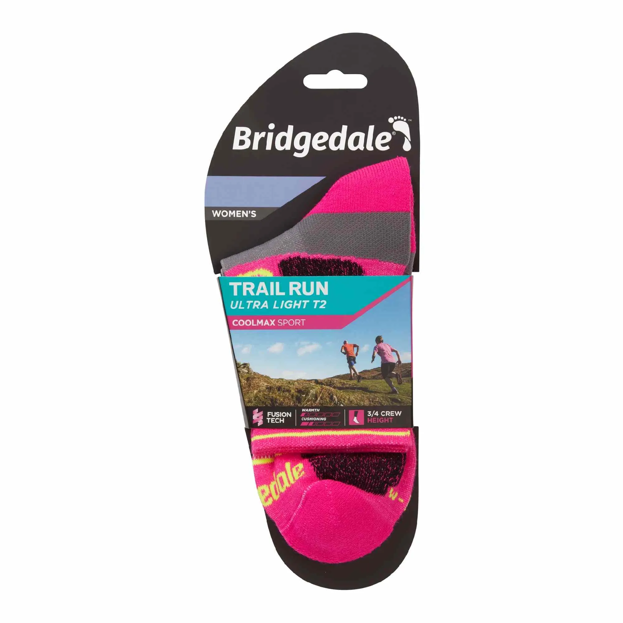 1 Pack Ladies Trail Ultralight T2 Coolmax Sport 3/4 Crew Socks