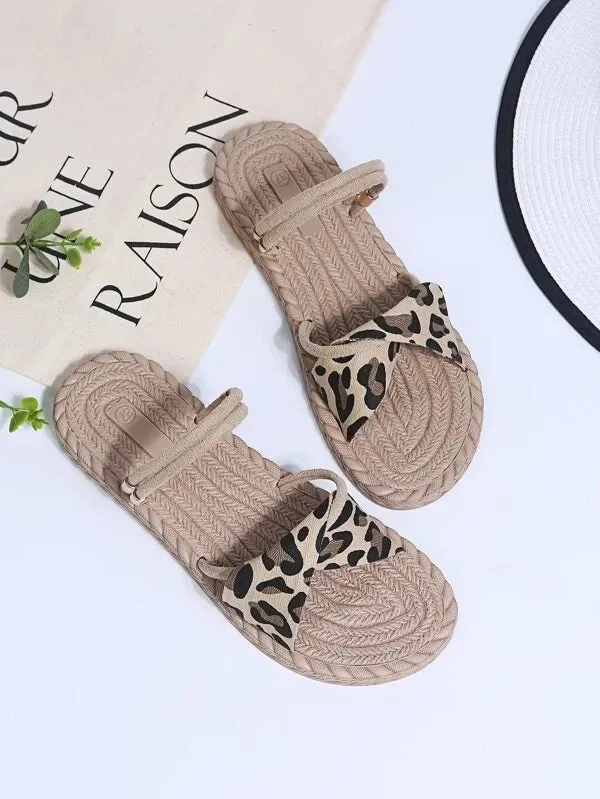 2023 spring barefoot leather flat sandals women's shoes new simple soft sole sandals  slippers