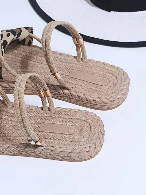 2023 spring barefoot leather flat sandals women's shoes new simple soft sole sandals  slippers
