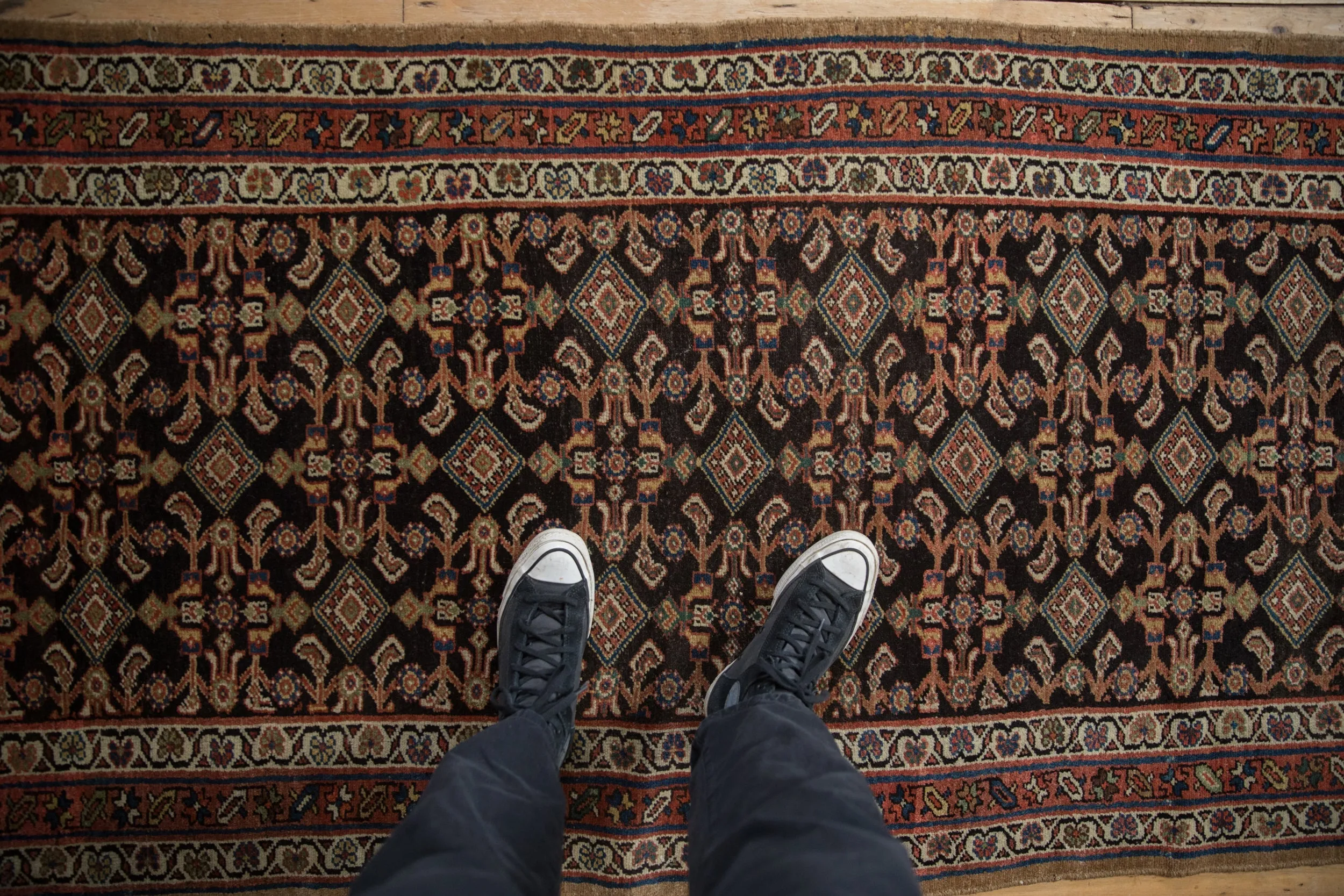 3.5x11.5 Antique Hamadan Rug Runner