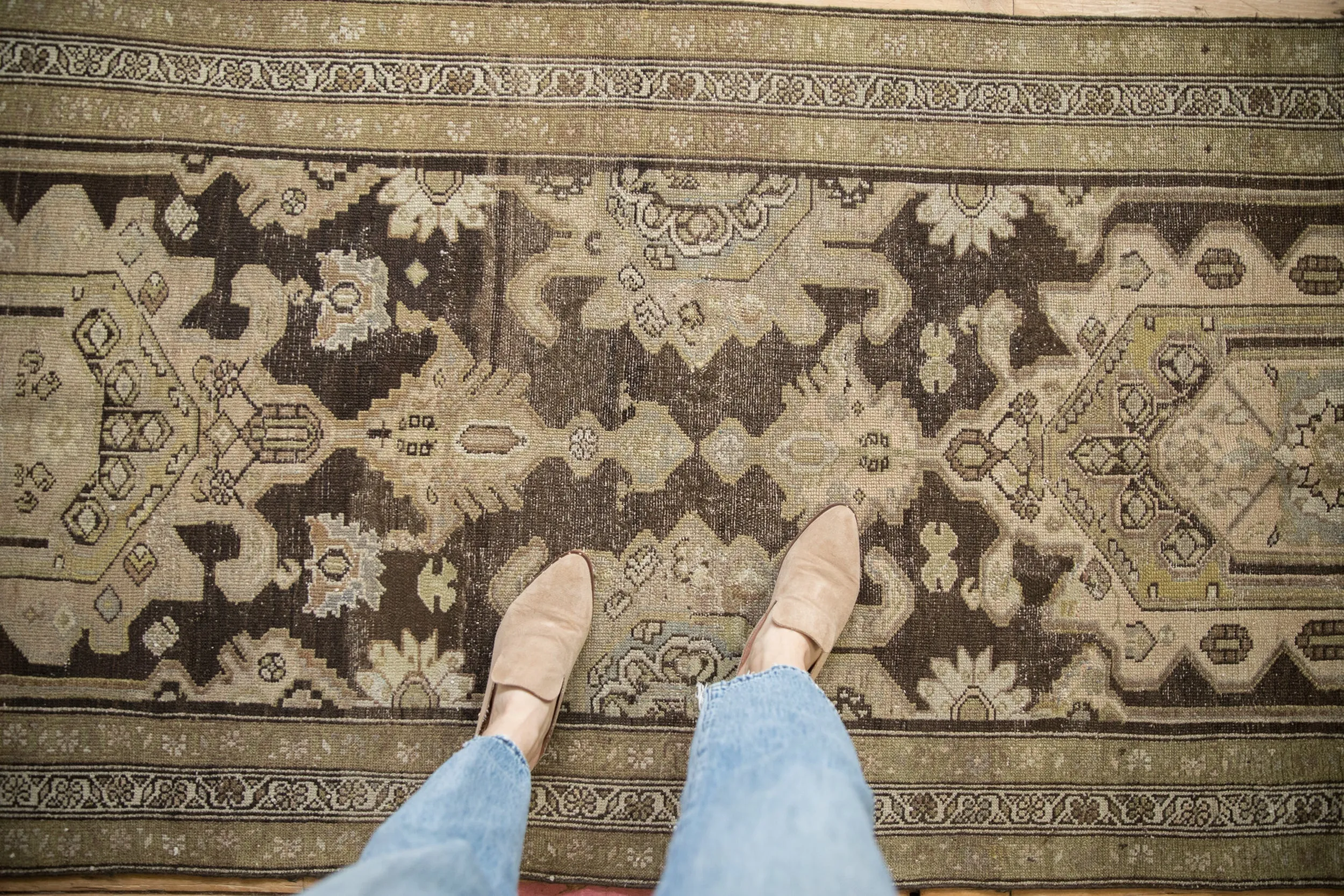 3.5x12 Vintage Distressed Hamadan Rug Runner