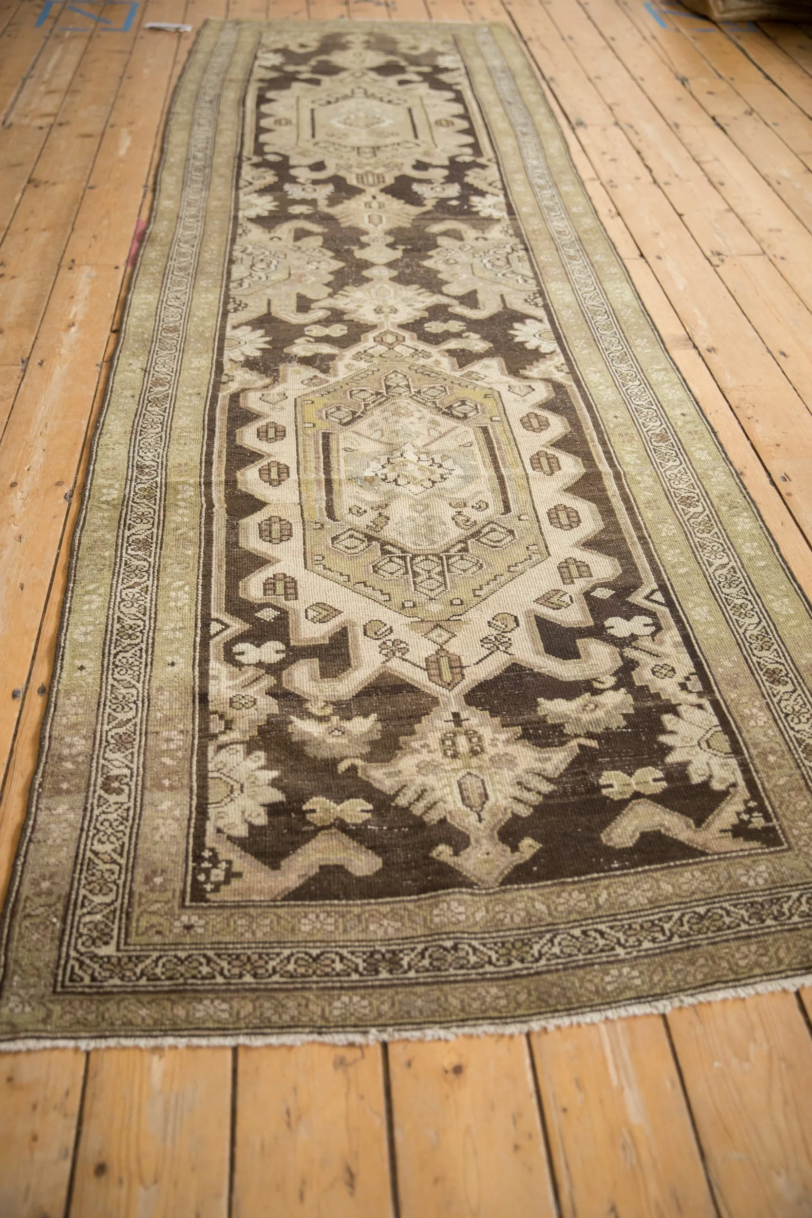 3.5x12 Vintage Distressed Hamadan Rug Runner