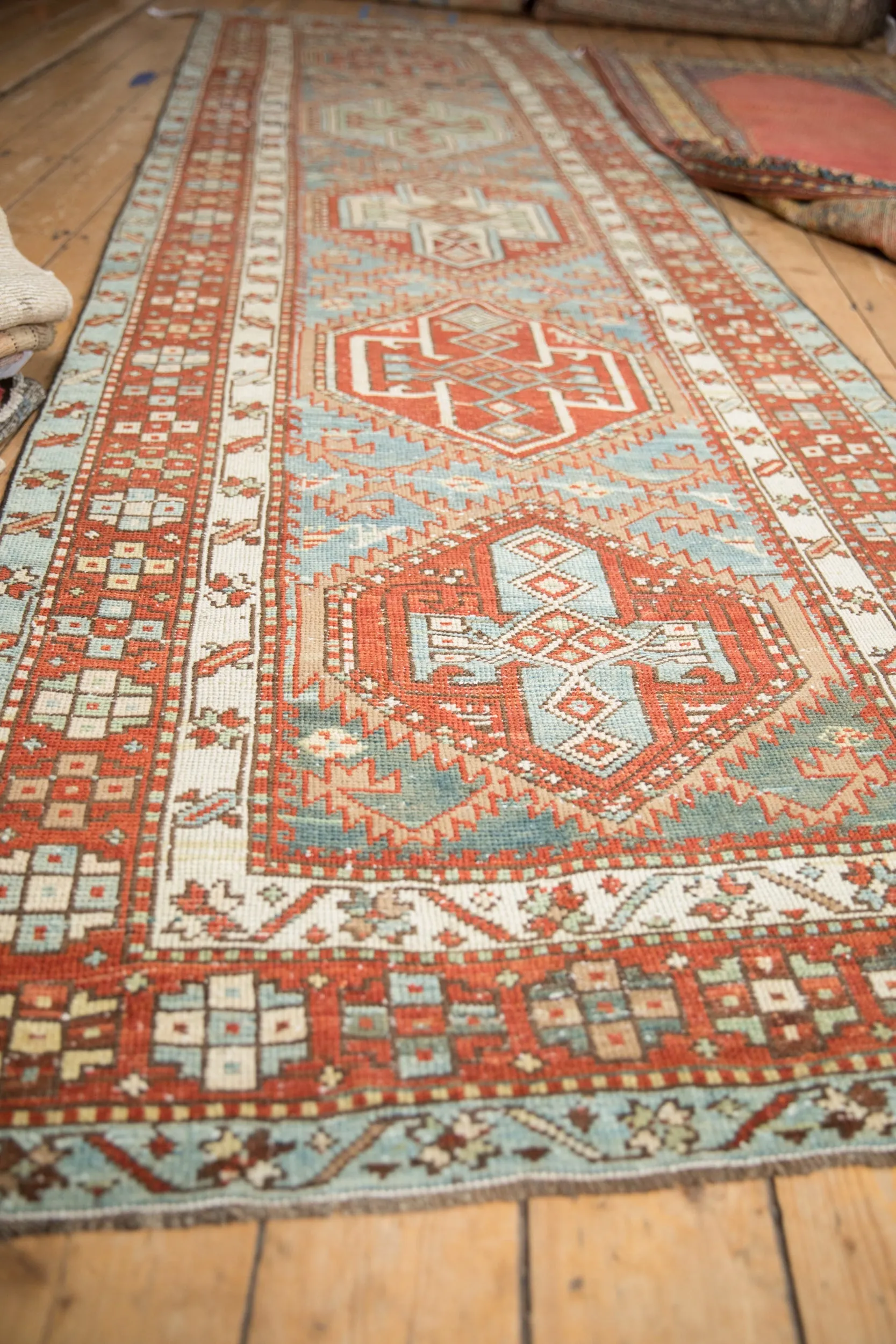 3.5x12.5 Vintage Distressed Karaja Rug Runner