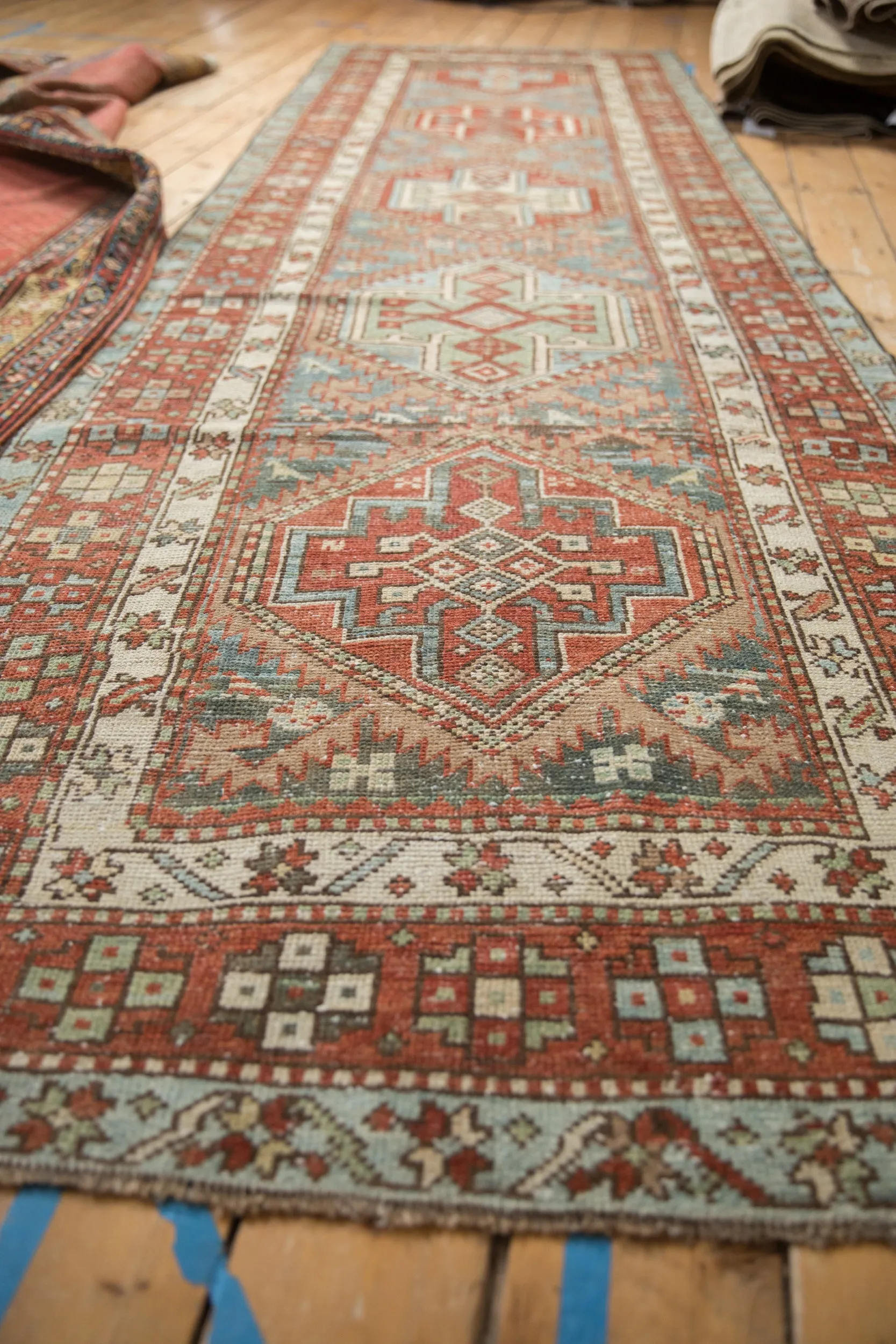 3.5x12.5 Vintage Distressed Karaja Rug Runner