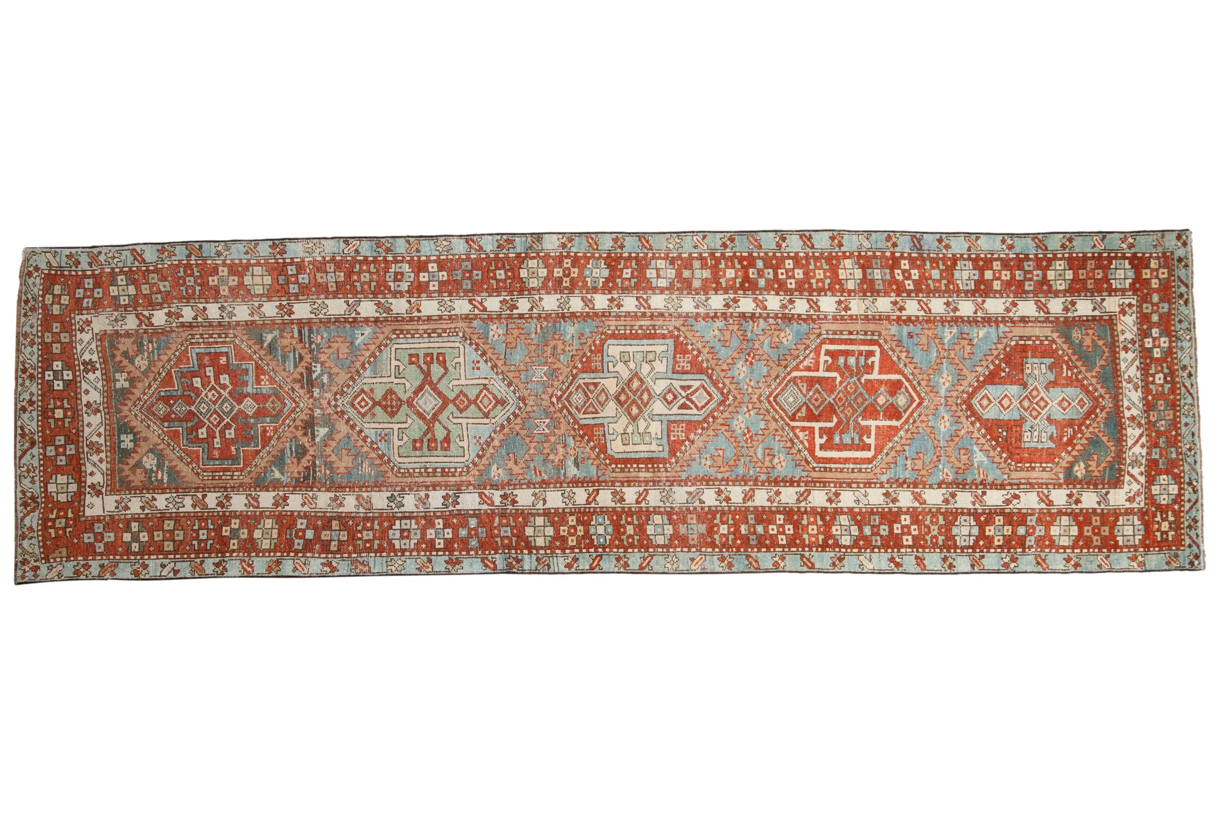 3.5x12.5 Vintage Distressed Karaja Rug Runner