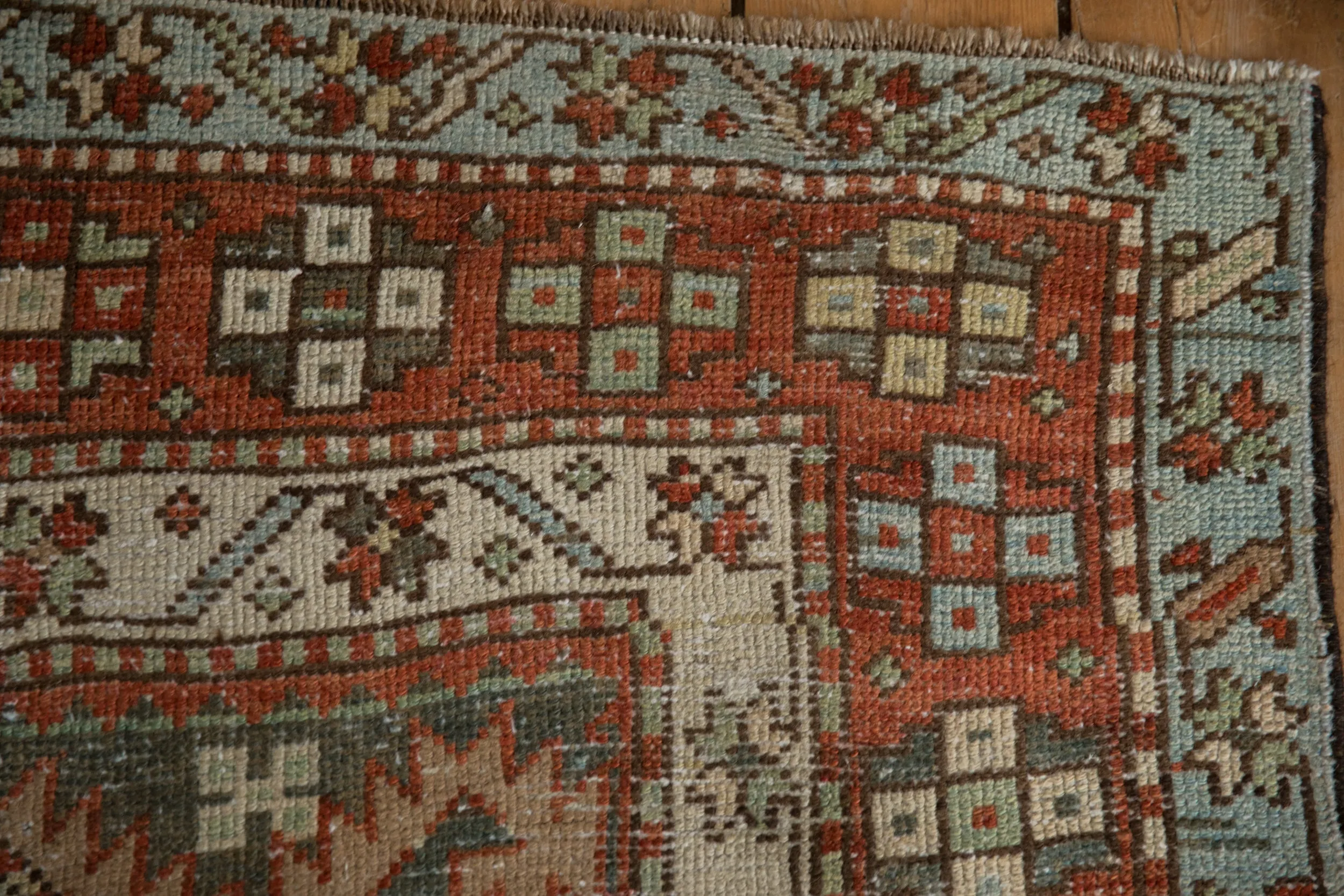 3.5x12.5 Vintage Distressed Karaja Rug Runner