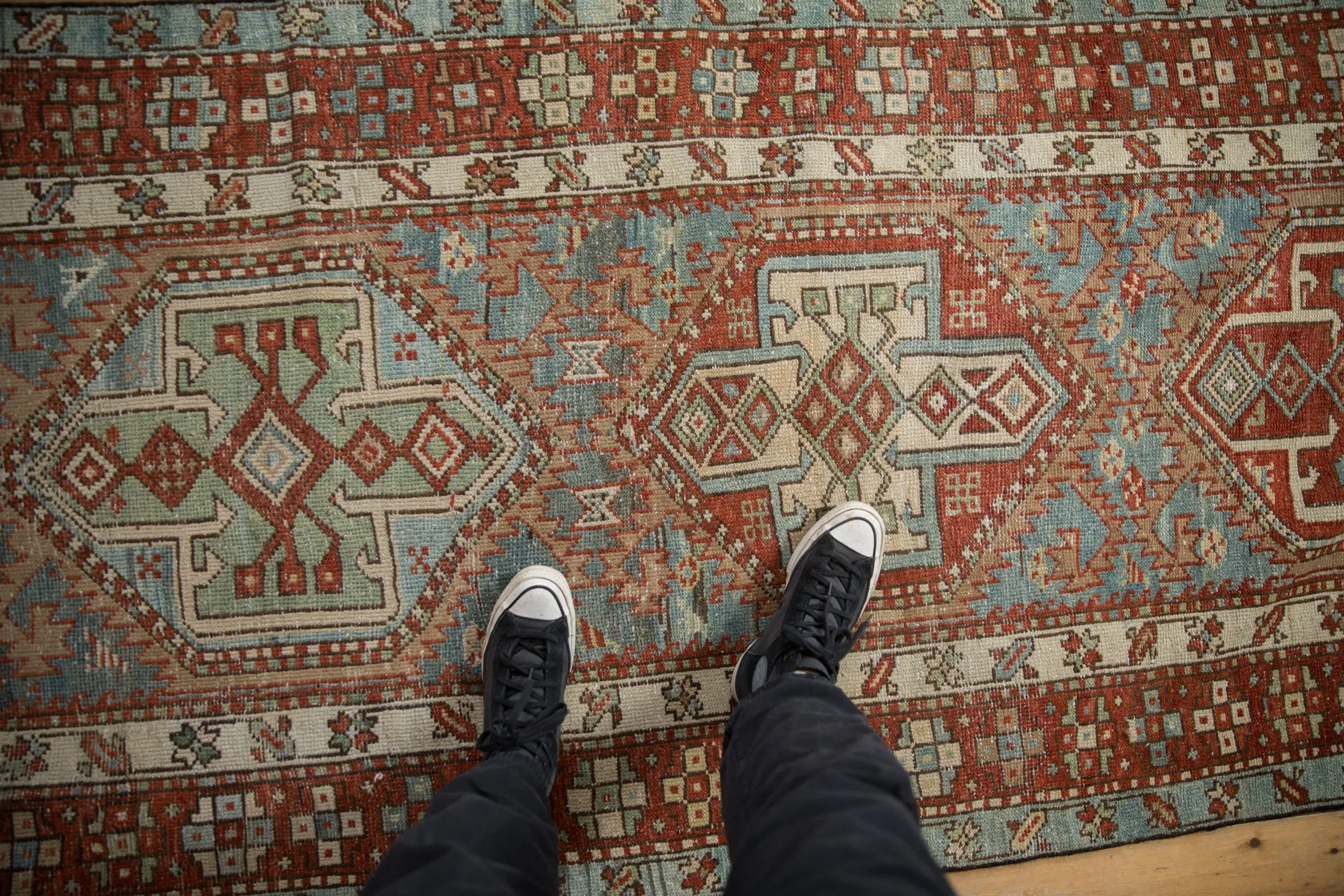 3.5x12.5 Vintage Distressed Karaja Rug Runner