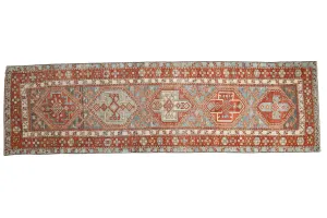 3.5x12.5 Vintage Distressed Karaja Rug Runner