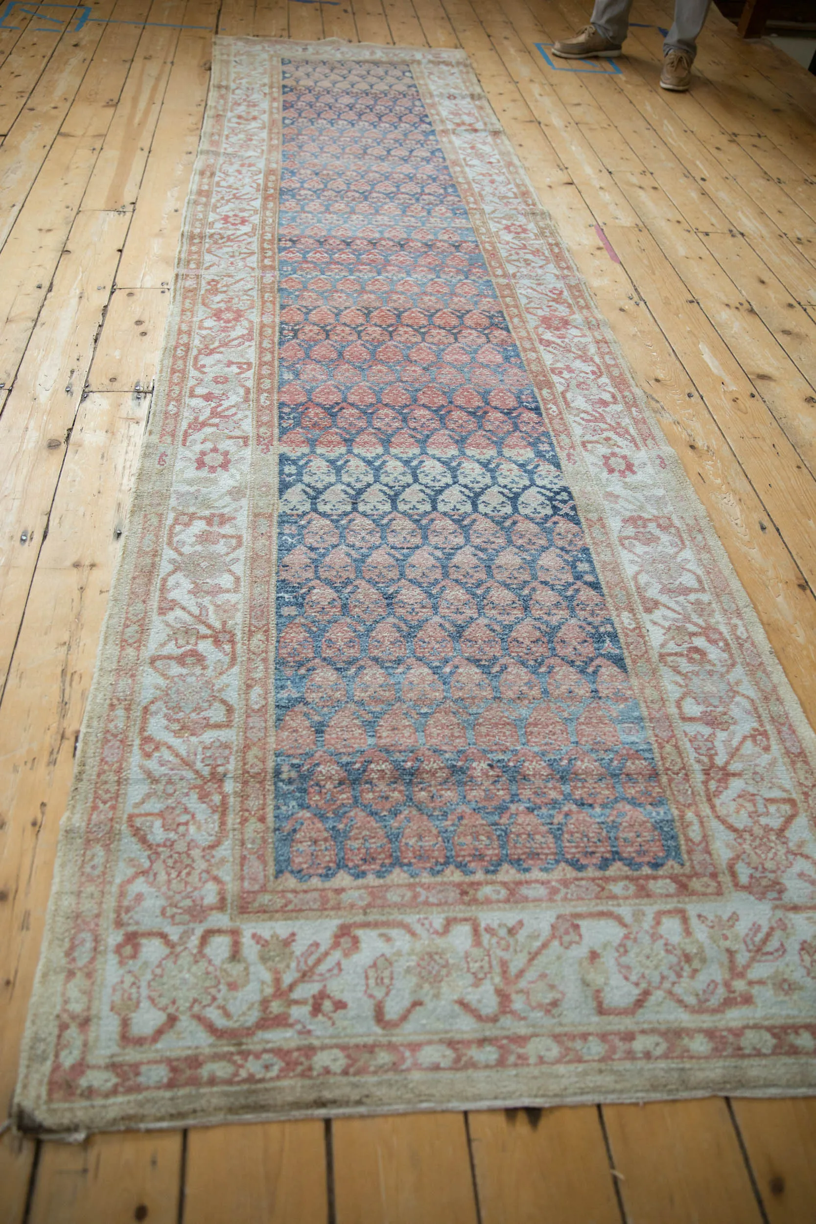 3.5x12.5 Vintage Distressed Malayer Rug Runner