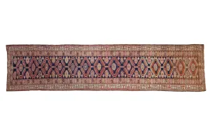 3.5x14 Vintage Distressed Kurd Rug Runner