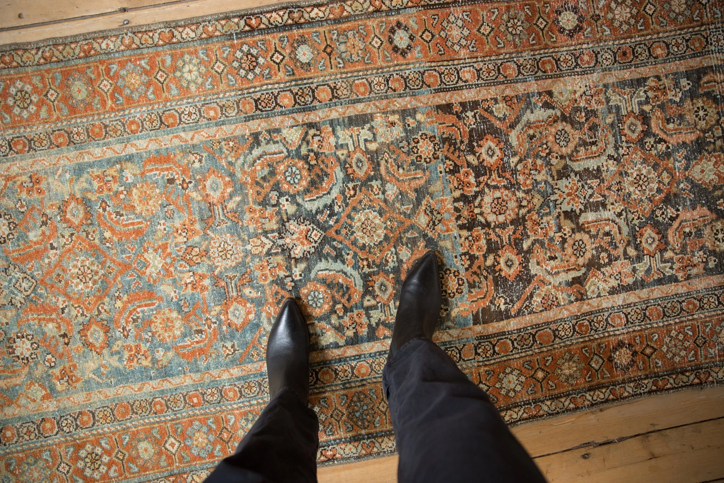 3.5x9.5 Vintage Distressed Malayer Rug Runner