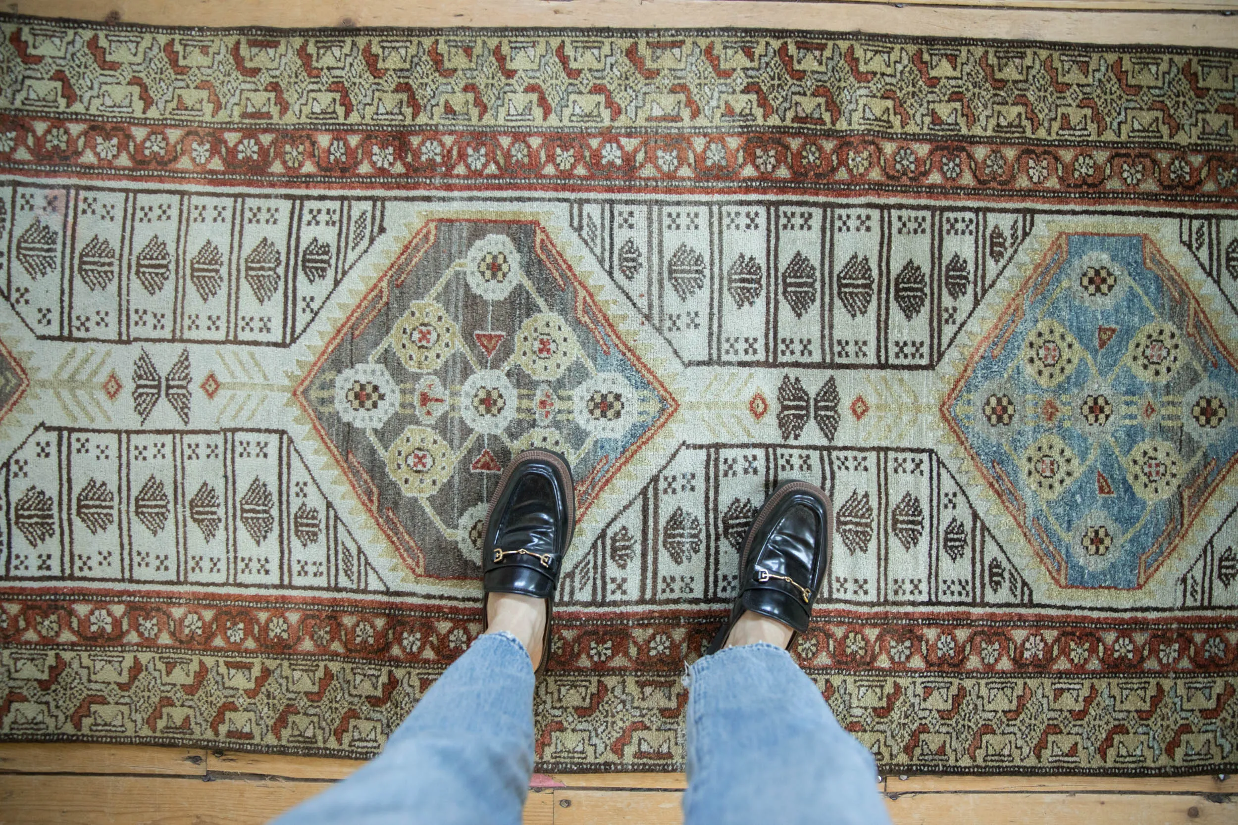 3x15.5 Vintage Distressed Malayer Rug Runner