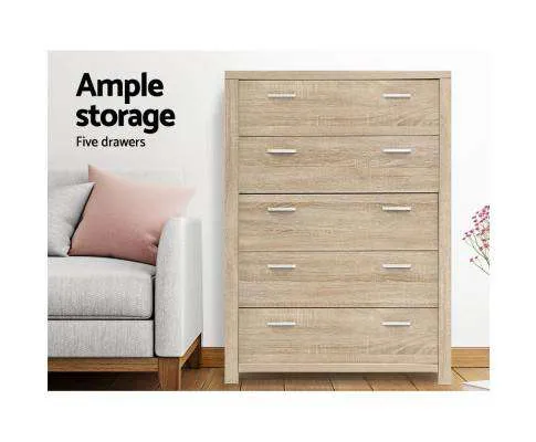5 Chest of Drawers Tallboy Dresser Table Bedroom Storage Cabinet