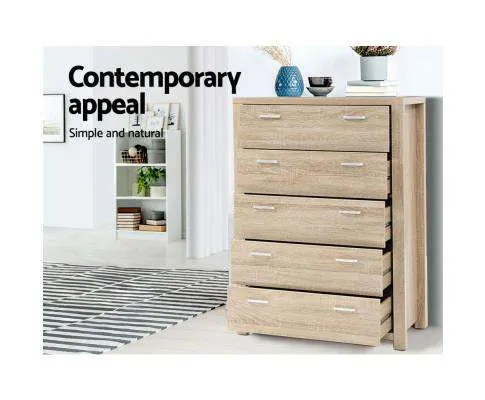 5 Chest of Drawers Tallboy Dresser Table Bedroom Storage Cabinet