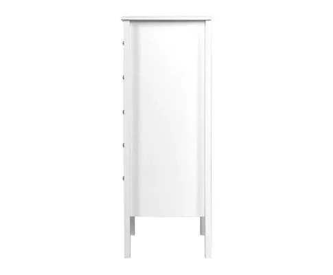 5 Tallboy Chest of Drawers Storage Cabinet Bedside Table Dresser White