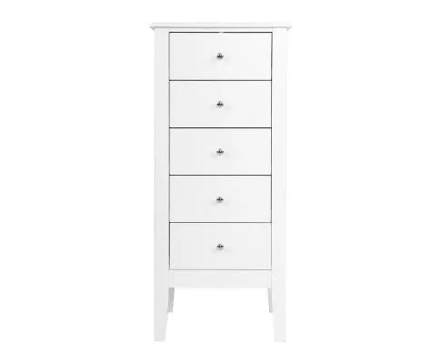 5 Tallboy Chest of Drawers Storage Cabinet Bedside Table Dresser White