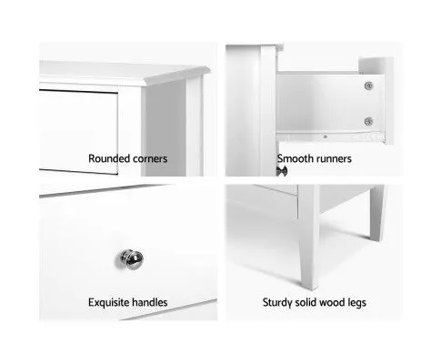 5 Tallboy Chest of Drawers Storage Cabinet Bedside Table Dresser White