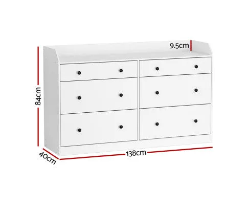6 Chest of Drawers - PETE White