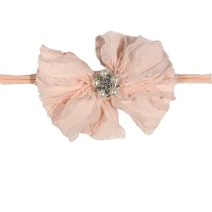 Ballet Pink Pearl & Rhinestone Mini Ruffle Headband