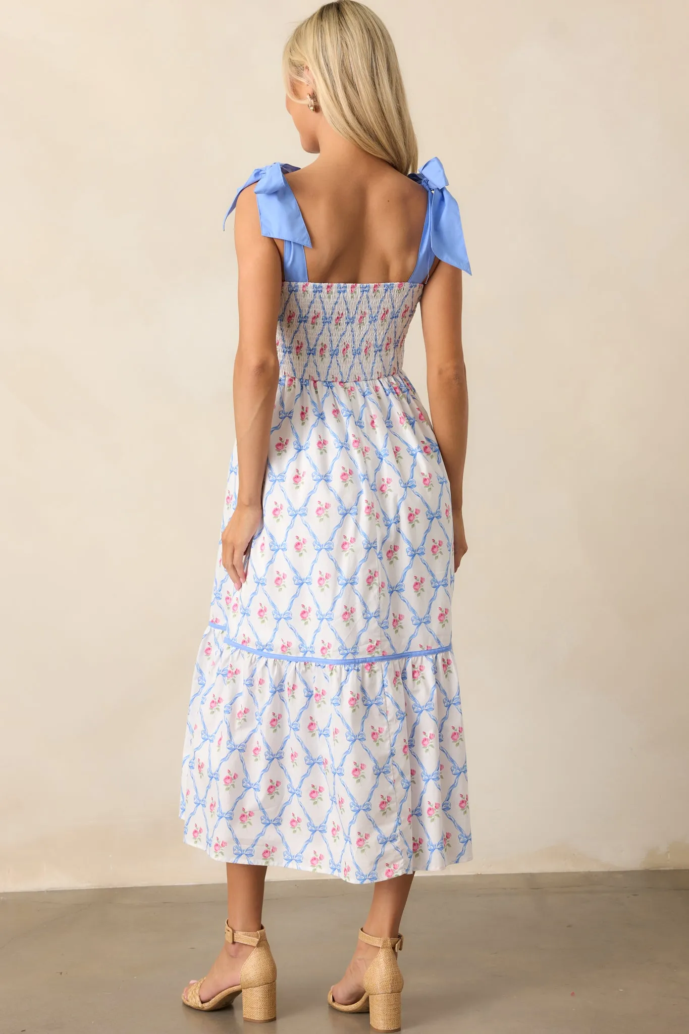 Ballet Recital Cotton Blue Bow Midi Dress