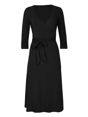 Bamboo Wrap Dress - Midi - Black