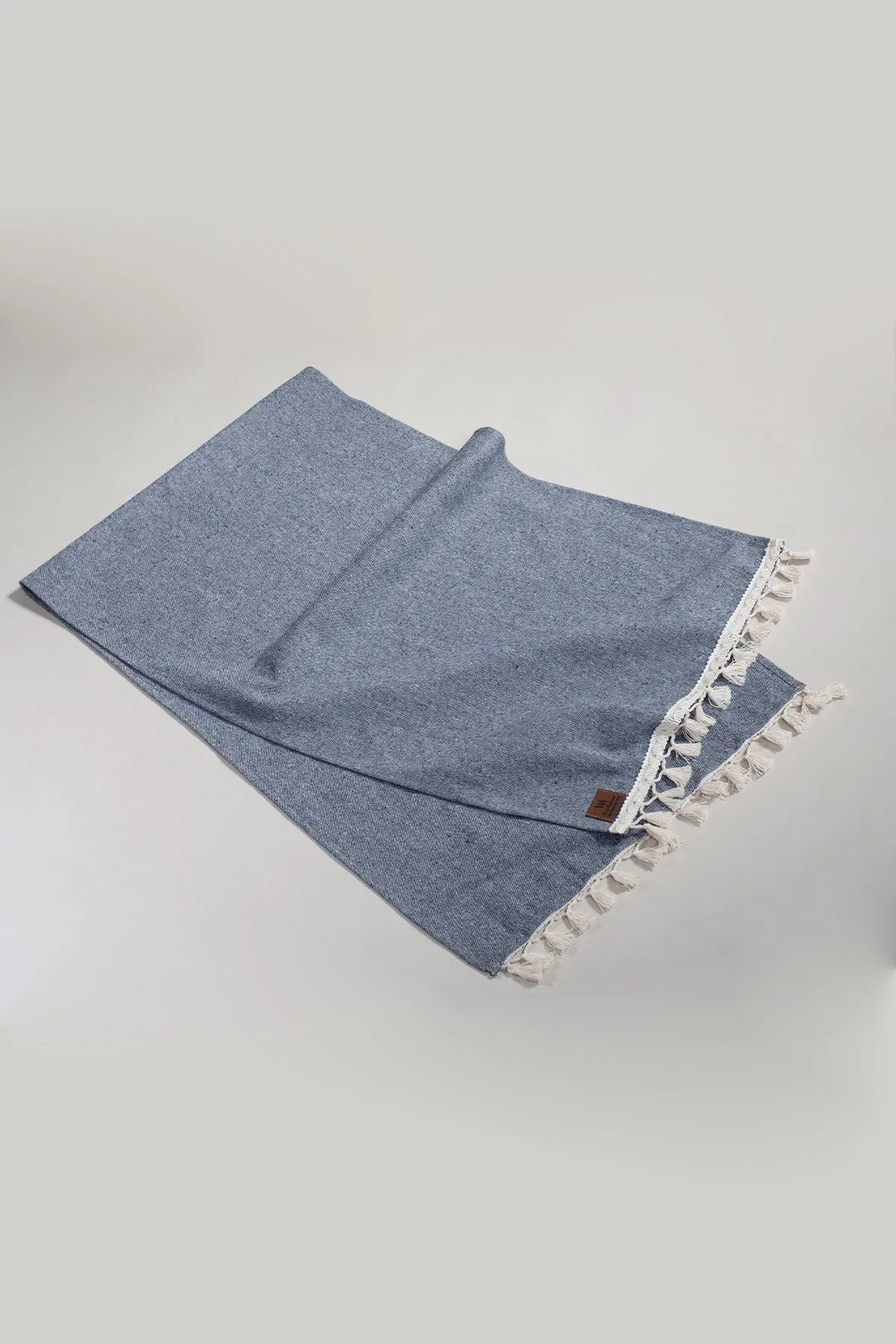 Bobble Cotton Table Runner - Blue