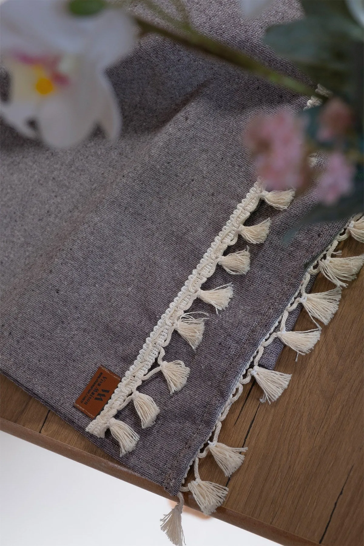 Bobble Cotton Table Runner - Brown