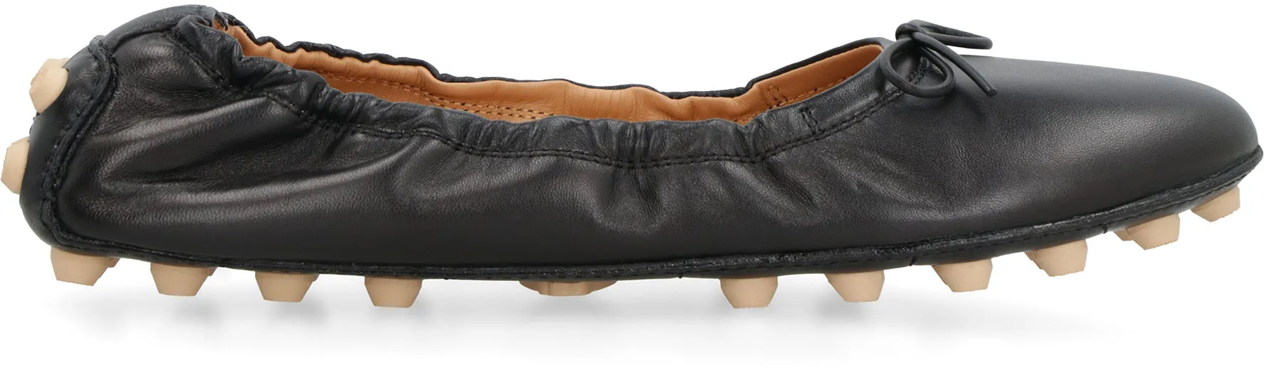 Bubble leather ballet flats