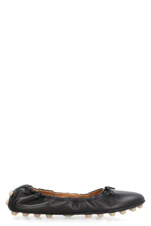 Bubble leather ballet flats