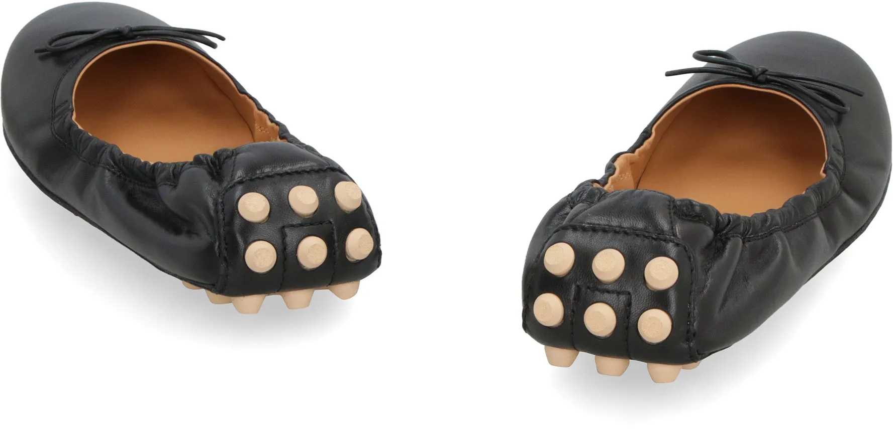 Bubble leather ballet flats