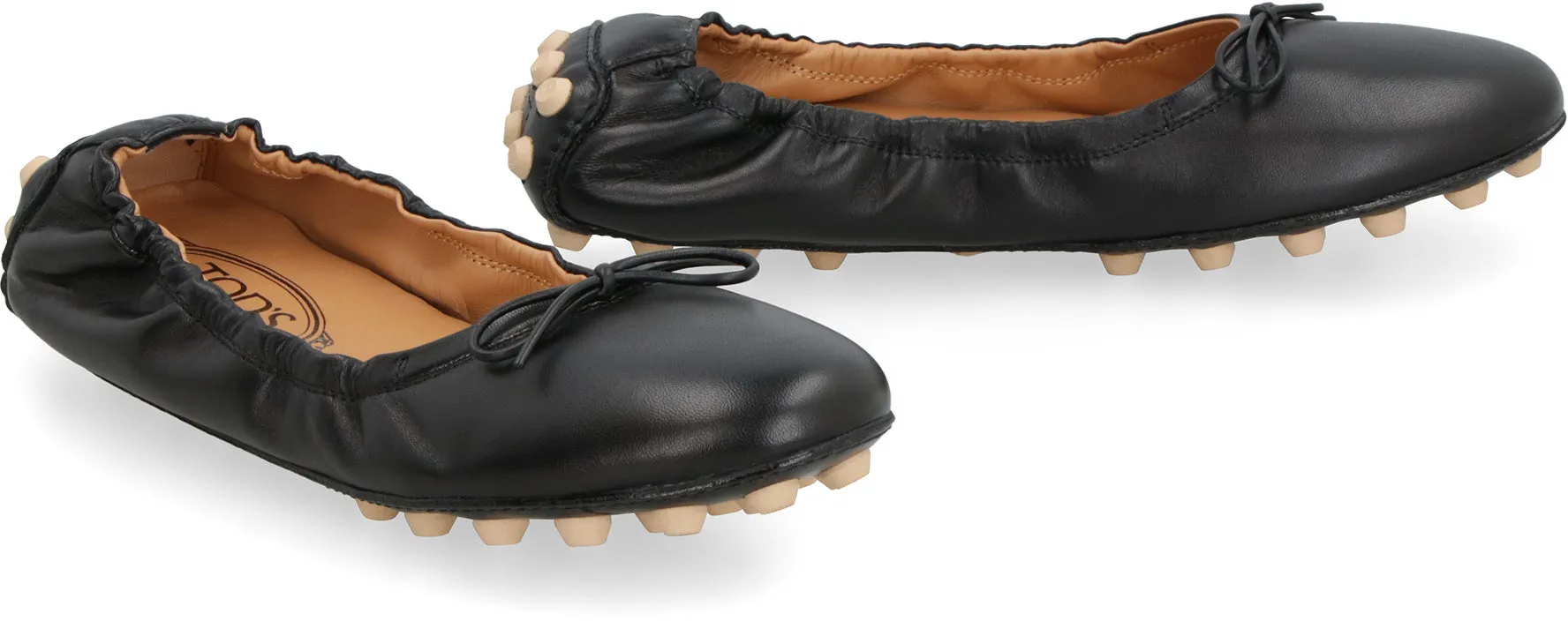 Bubble leather ballet flats