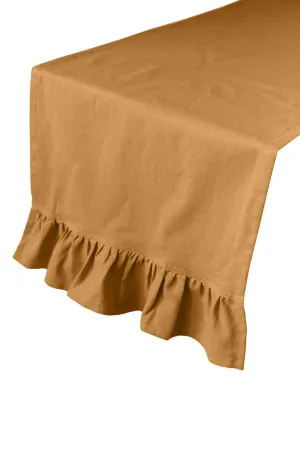 camel yellow solid ruffle cloth table runners