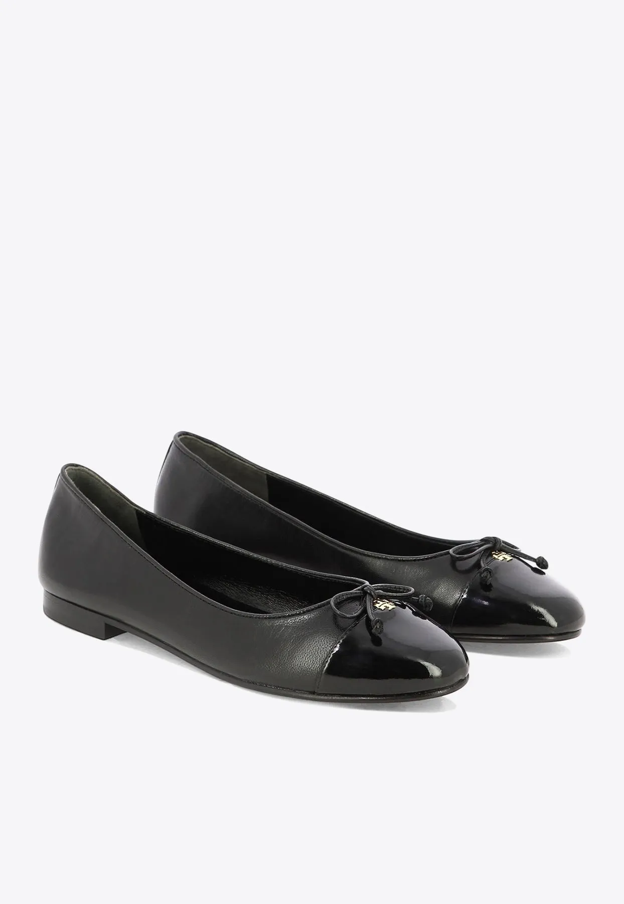 Cap-Toe Bow Embellished Ballet Flats