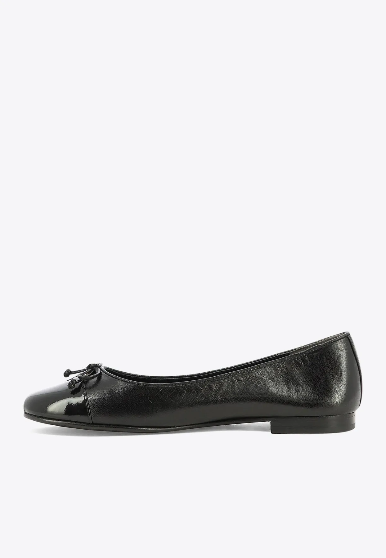 Cap-Toe Bow Embellished Ballet Flats