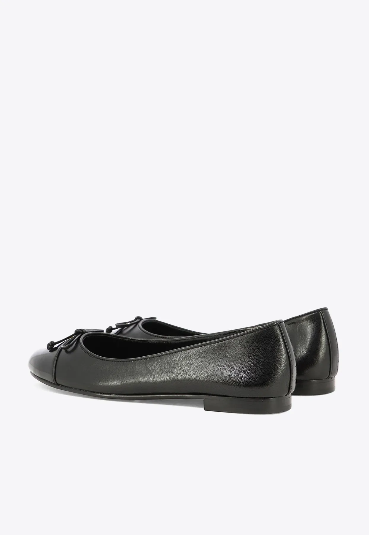 Cap-Toe Bow Embellished Ballet Flats