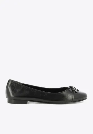 Cap-Toe Bow Embellished Ballet Flats