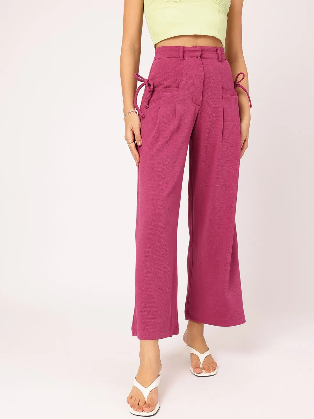 DressBerry Women Breezy Boho Bow-Detail Trousers