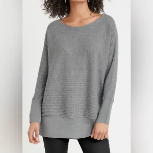 Eileen Fisher Merino Wool Tunic Sweater Size XS EUC Ballet Neck Ribbed