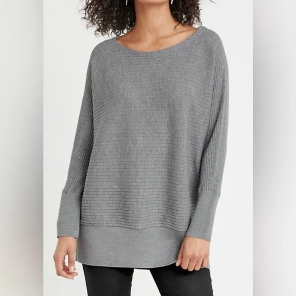 Eileen Fisher Merino Wool Tunic Sweater Size XS EUC Ballet Neck Ribbed