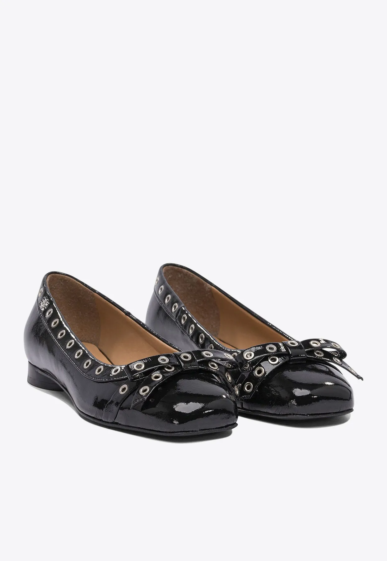 Eyelets Bow Ballet Flats