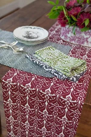 filigree claret red printed cloth table runners