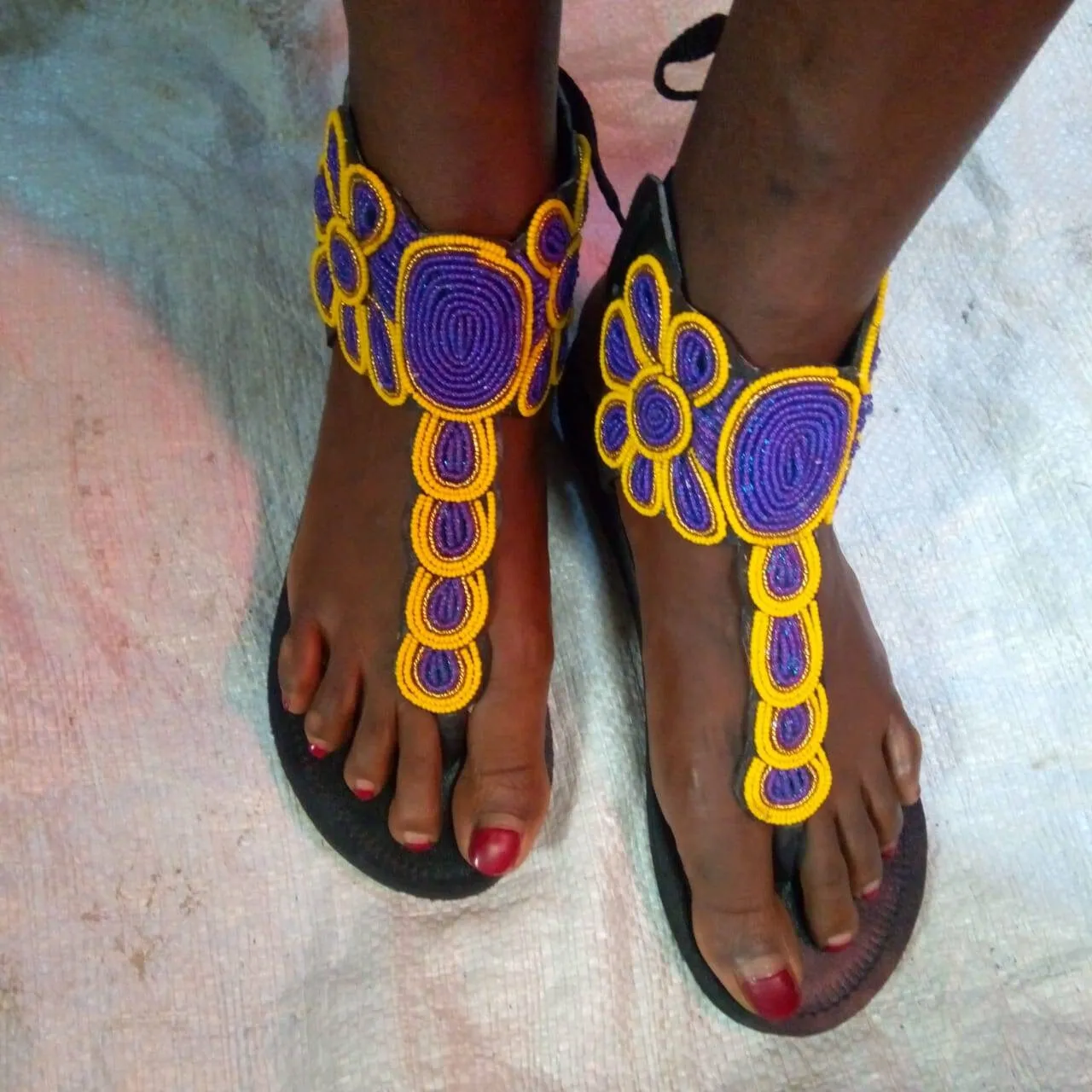 Gladiator African Beaded Sandals/Authentic Maasai-Style Leather Flip-Flops Women/Boho Beach Sandals/Comfortable Summer Sandal African Gifts