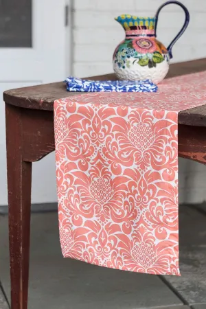 gracious persimmon peach printed cloth table runners