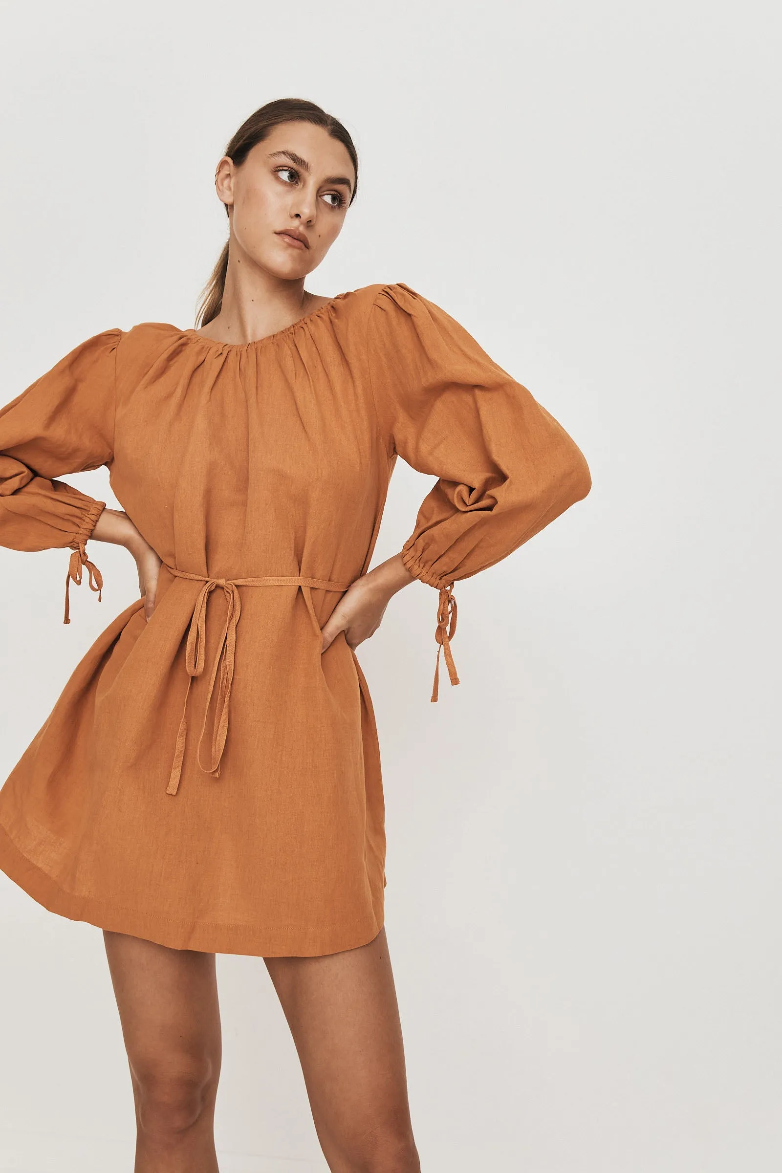 Greca LS Mini Dress Dessert Orange