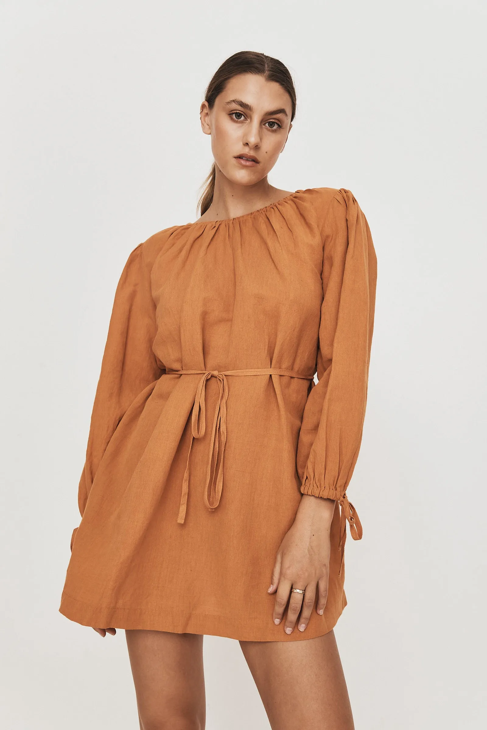Greca LS Mini Dress Dessert Orange