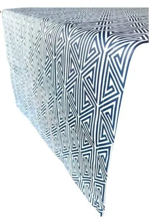 greek key navy blue printed cloth table runners