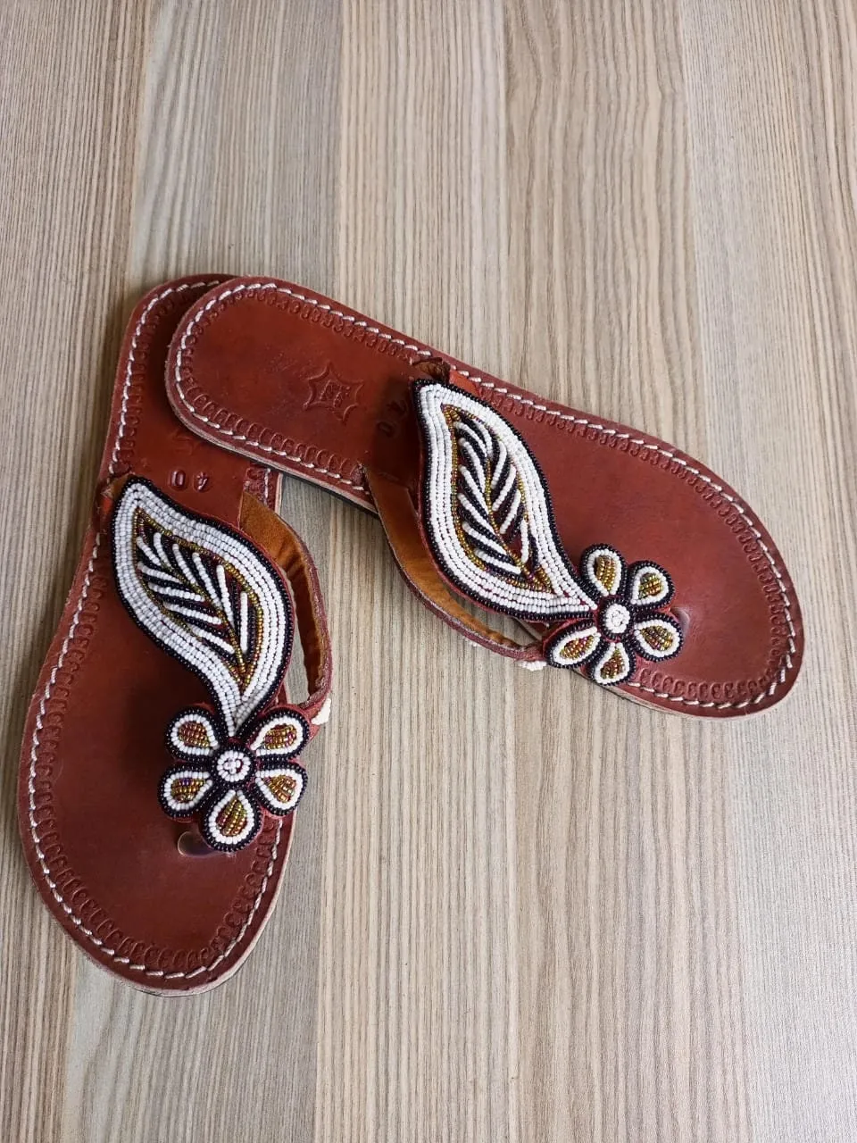 Handmade African Beaded Sandals/Authentic Maasai-Style Leather Flip-Flops Women/Boho Beach Sandals/Comfortable Summer Sandal African Gifts
