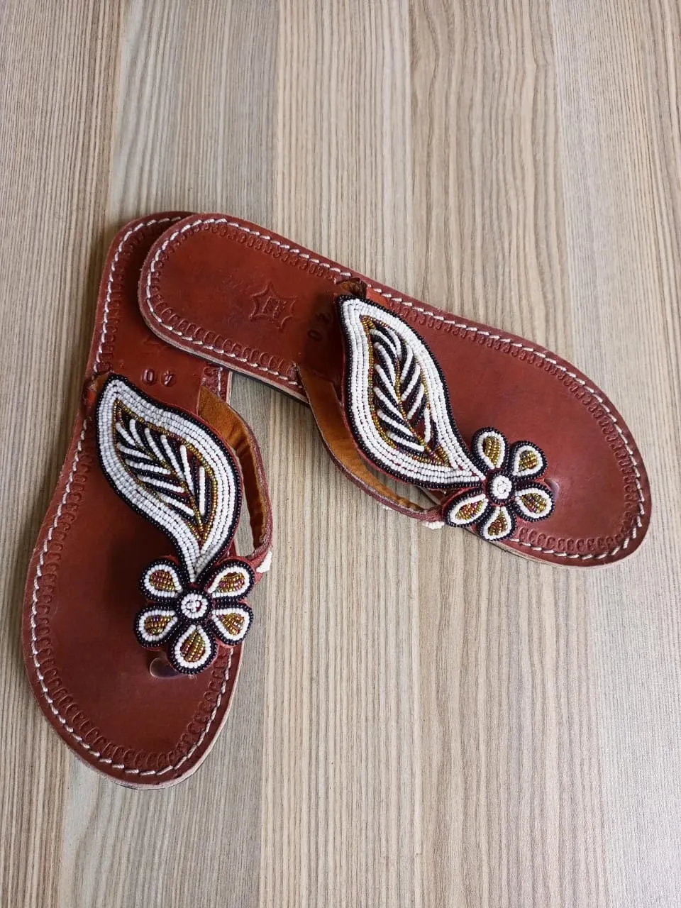 Handmade African Beaded Sandals/Authentic Maasai-Style Leather Flip-Flops Women/Boho Beach Sandals/Comfortable Summer Sandal African Gifts